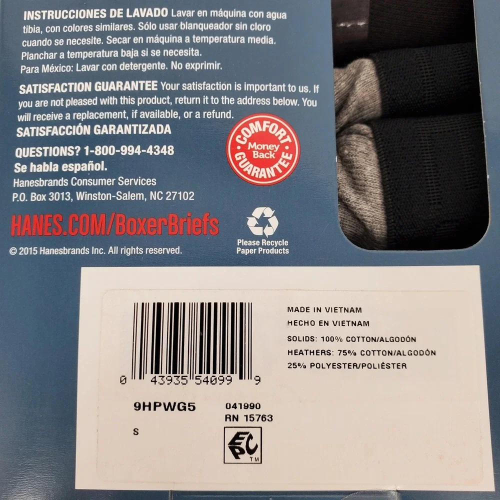 Hanes Premium Mens‎ Boxer Briefs 4 Pack Small Black Gray Cotton Tagless 9HPWG5